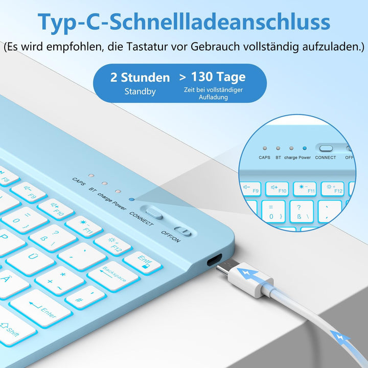 aMZCaSE für iPad A16 10/11th Generation Case mit Tastatur 11/10.9 Zoll(2025/2022),7 Farben Hintergru