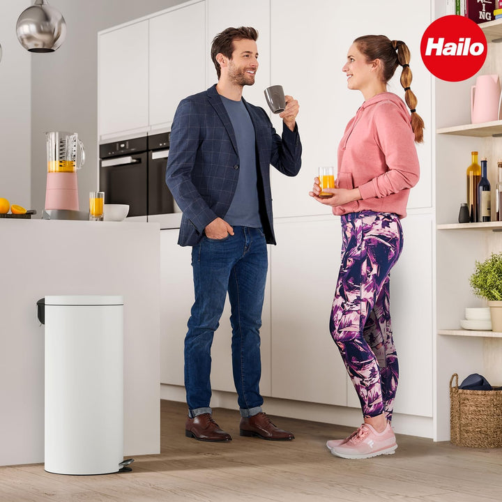 Hailo Selekta runder Tretmülleimer mit Soft Close Deckel - 30L Fassungsvermögen - herausnehmbarer In