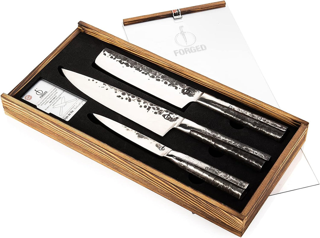 Forged Intense Messerset 3-teilig, handgefertigt, in Holzkiste
