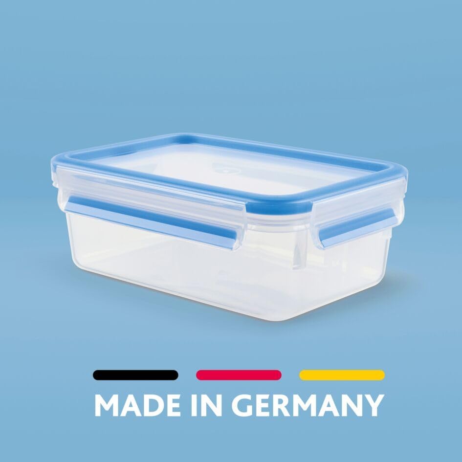 EMSA Clip &amp; Close Frischhaltedosen-Set, rechteckig, 3 x 1 L, mit Deckel, Aufbewahrungsboxen, 100 Pro