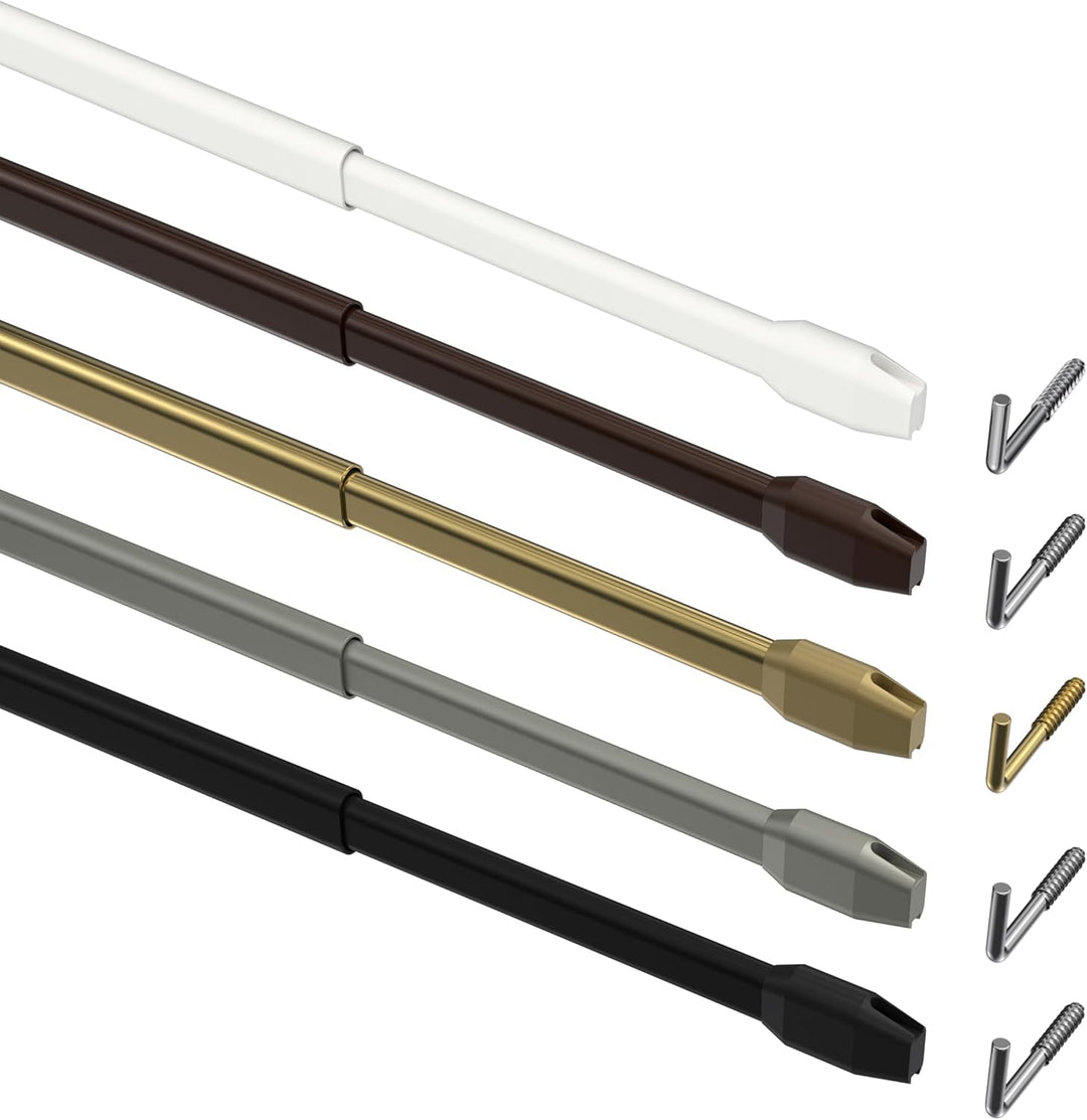 Interdeco Vitragestangen/Scheibenstangen Weiss (8 Stück), ausziehbar 80-140 cm, 80-140 cm