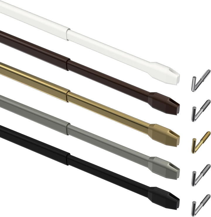 Interdeco Vitragestangen/Scheibenstangen Silbergrau (4 Stück), ausziehbar 80-140 cm, 80-140 cm