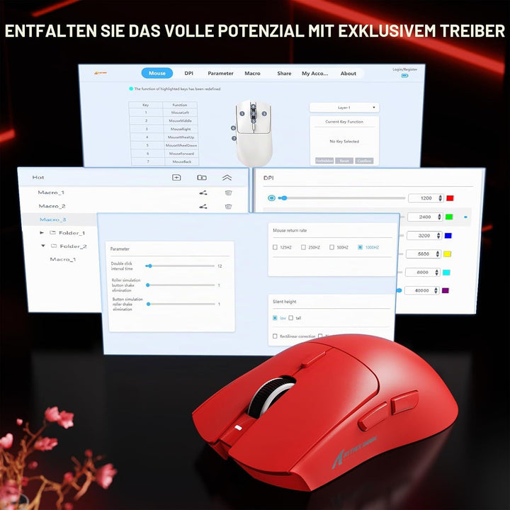 MAMBASNAKE x Attack Shark X1 Gaming-Maus mit Ladestation, 49g Ultralight, 40K DPI PAW3395 PRO-Sensor