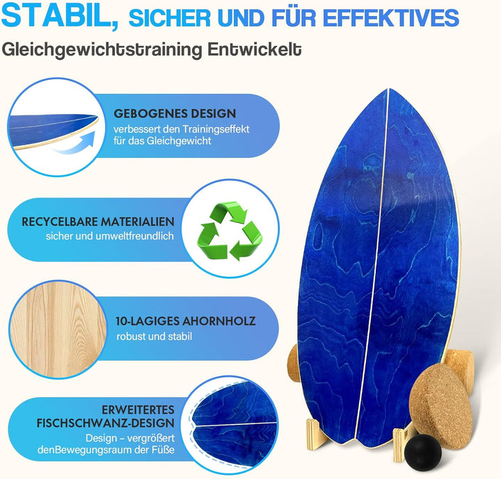 Balance Board, Balance Board mit Halbkugel, Surf Balance Wackelbrett Kinder & Erwachsene, Surfboard
