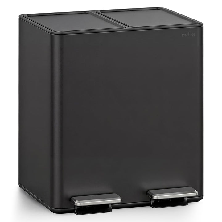 mVm Mülleimer Küche,30 Liter Treteimer,2 x 15 Liter Treteimer, 2 Fächer, Mülltrennsystem, Abfalleime