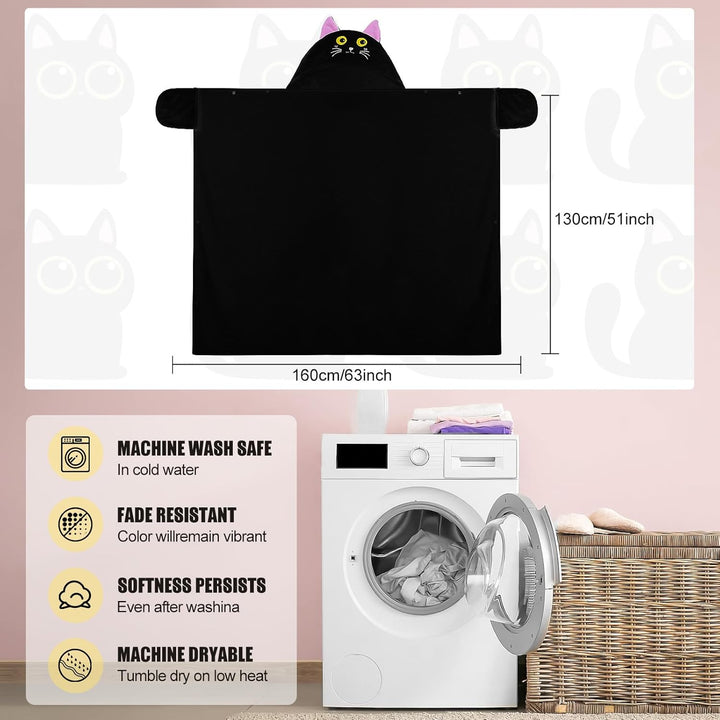 Flauschig Kuscheldecke Mit Ärmeln, Schwarze Katze Tragbare Decke Sofa Decke Geschenk für Frauen, Sch