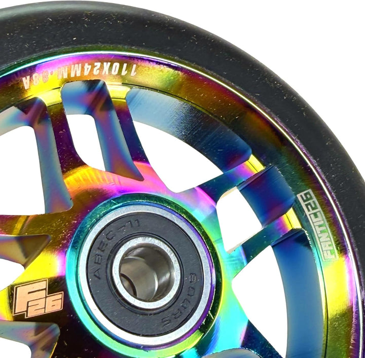 F26 BASE Stunt-Scooter Rolle Spoked 110mm PU Schwarz I Kinder I Trick I Tret I Roller I Wheel I Ersa