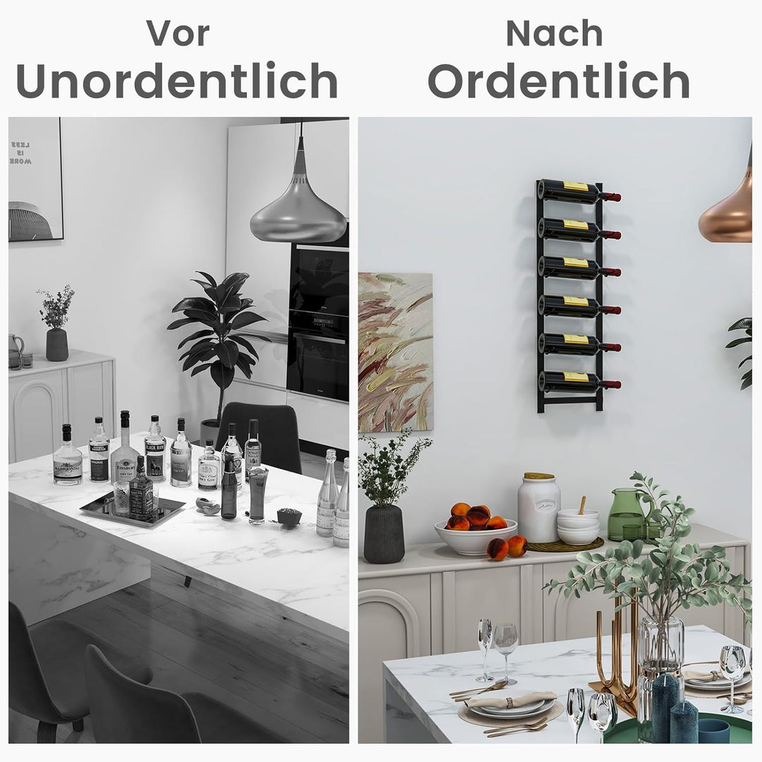 COSTWAY Weinregal Wand für 6 Weinflaschen, Flaschenhalter Metall, Flaschenregal Industrial, Aufbewah