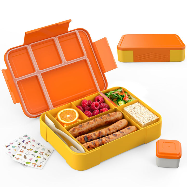Brotdose Kinder mit Fächern - 1330 ml Fassungsvermögen, auslaufsichere Bento-Box für Kinder, mit 5 F