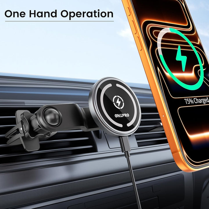 Kompatibel 15W Qi Ladegerät Magsafe Autohalterung 【Alulegierung】, Kabelloses Magnet Auto Lüftung Han