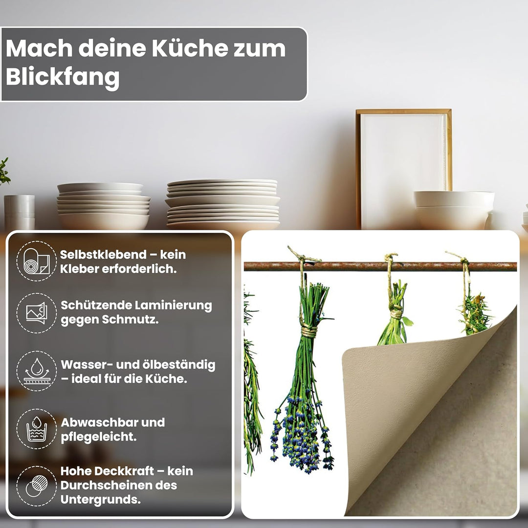 DIMEX Küchenrückwand Folie selbstklebend KRÄUTER | Klebefolie - Dekofolie - Spritzschutz für Küche |