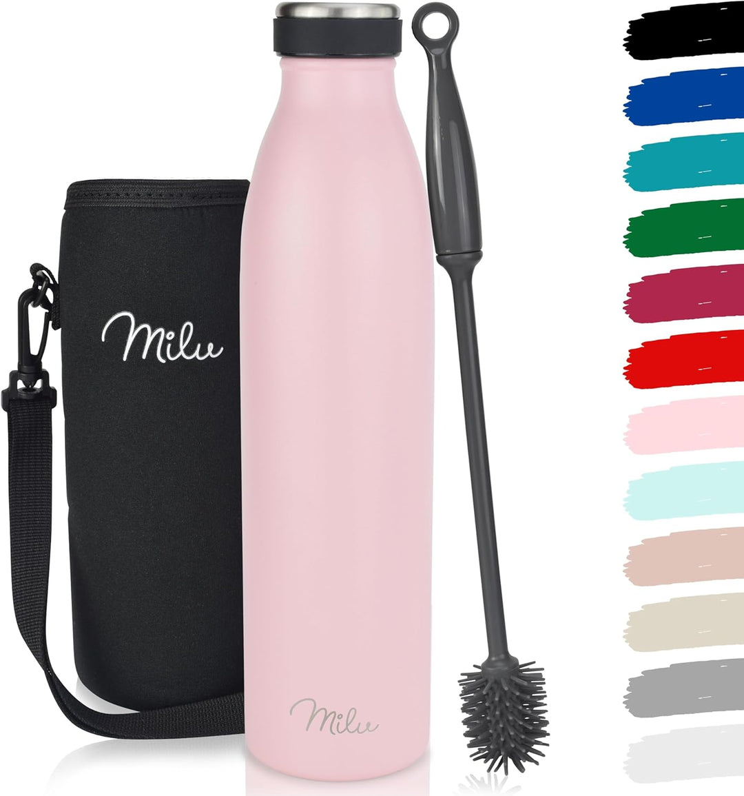 Milu Edelstahl Trinkflasche 350ml 500ml 750ml 1L 1,5L Thermosflasche Isolierte Wasserflasche Auslauf