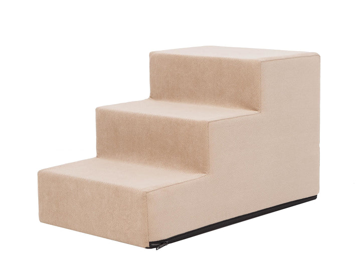 PillowPrim Tiertreppen Einganghilfe Kleinere Hunde Stufen Rampe Katzentreppe 3 Stufen Klein Beige Hö