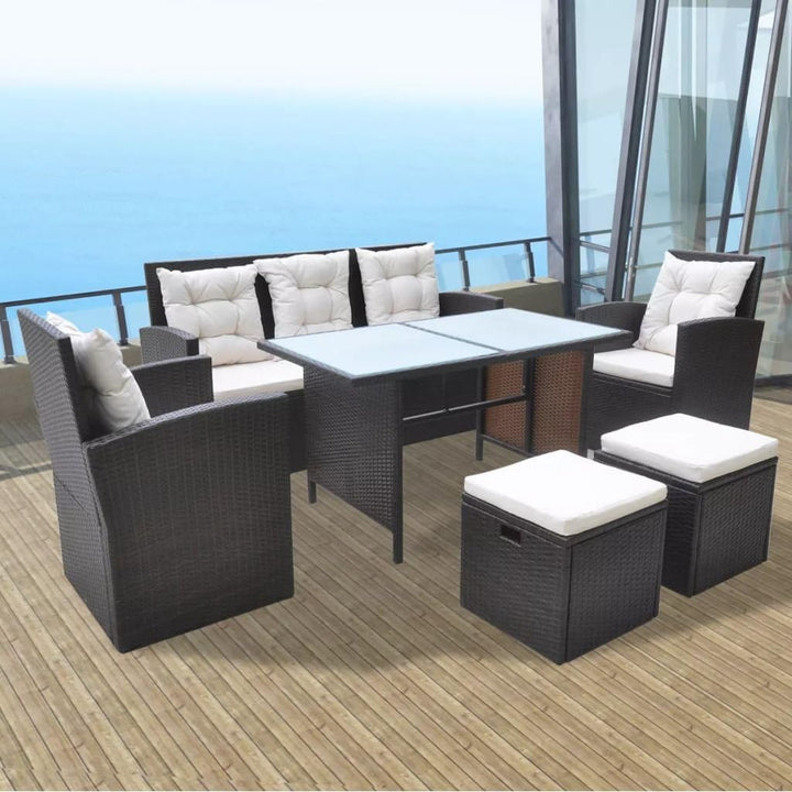 Tidyard 18-teilig Gartengarnitur Poly Rattan Sitzgruppe Gartengruppe Essgruppe mit Sitzpolster PE-Ra