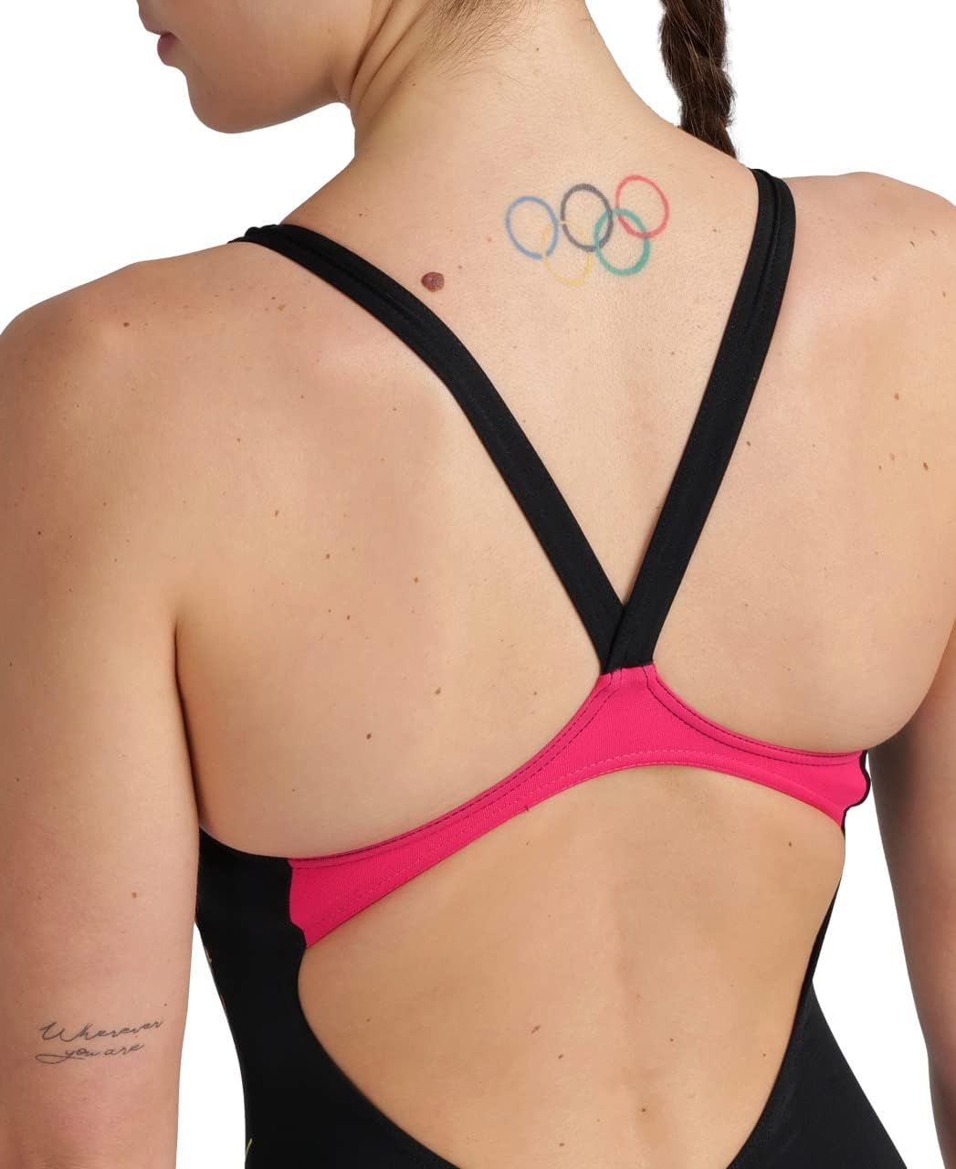 ARENA Damen Women's Swimsuit V Back Graphic Badeanzüge (1er Pack) 34 Black-freak Rose, 34 Black-frea