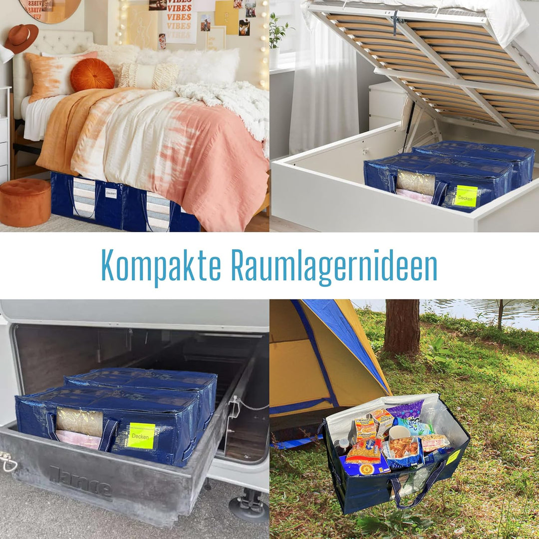 VENO Umzugstaschen 6 Stück Aufbewahrungstasche mit Griffe und Reissverschlüssen, Kleideraufbewahrung