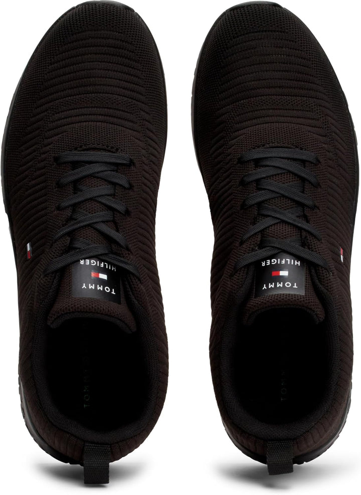 Tommy Hilfiger Herren Runner Sneaker Corporate Knit Rib Runner Sportschuhe 40 EU Schwarz, 40 EU Schw