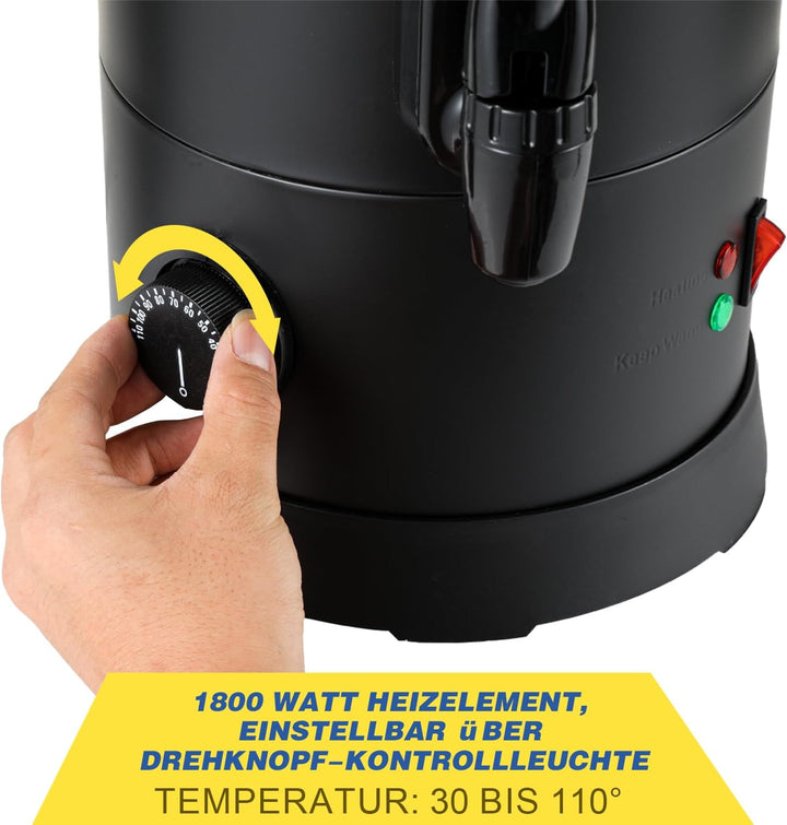 10L Glühweinkocher, 1800W Glühweinkocher mit Zapfhahn Thermostat,Einkochtopf Edelstahl mit Überhitzu