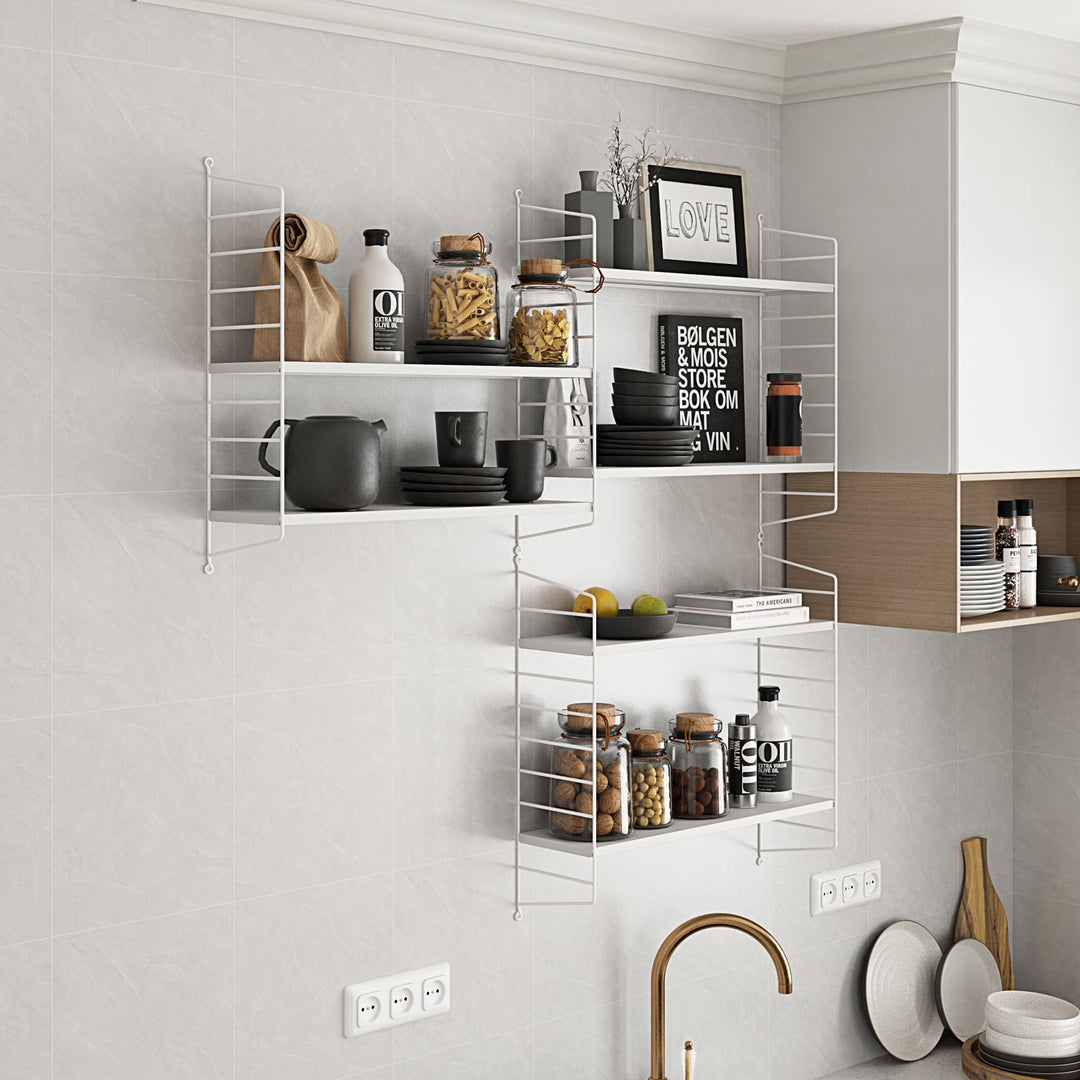 [en.casa] Modulares Wandregal Strängnäs 3er Set Metallregal Weiss Hängeregal mit 3 Regalböden Badreg
