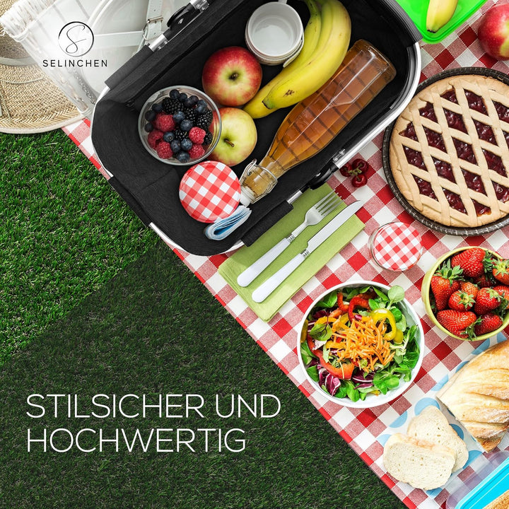 Selinchen® - Premium Einkaufskorb | Hochwertige Einkaufstasche faltbar und mit Aluminium Griff | Ide