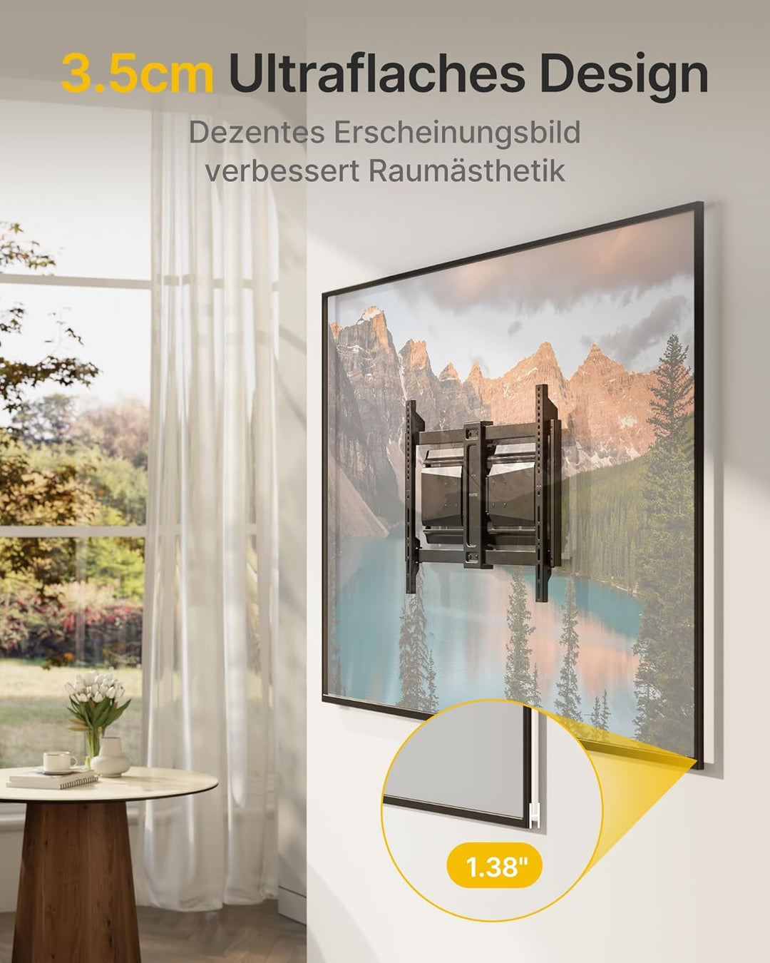 monTEK Hochbelastbare Ultra Slim TV Wandhalterung für 37-90 Zoll Fernseher bis zu 85kg, Schwenk &amp; Ne