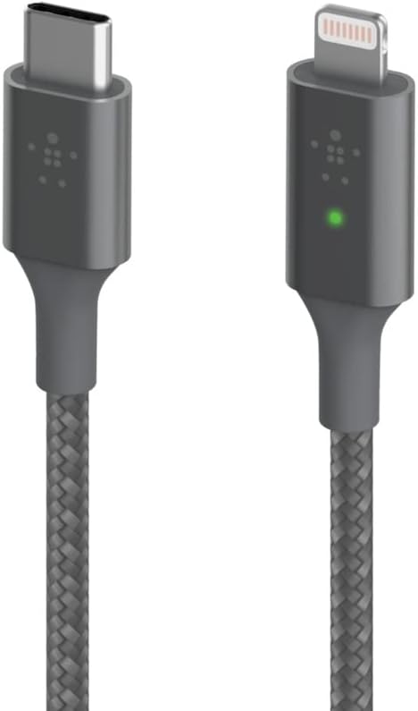 Belkin Smart LED-Ladekabel, USB-C auf Lightning, 1,2 m (Anzeige des Ladestatus) Geeignet zum Schnell