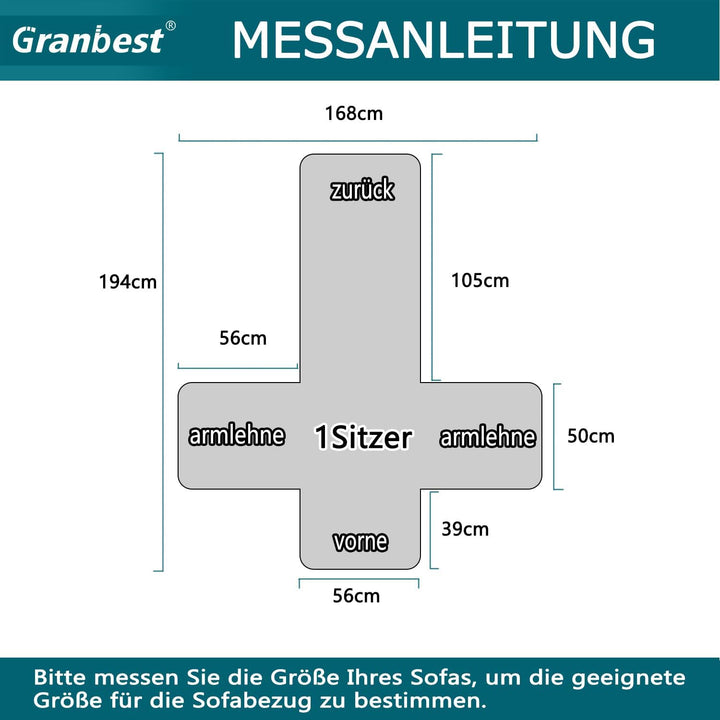 Granbest Super Thick Samt Sofabezug 1 Sitzer Anti-Rutsch Durable Sessel Abdeckung mit Elastischer Ri