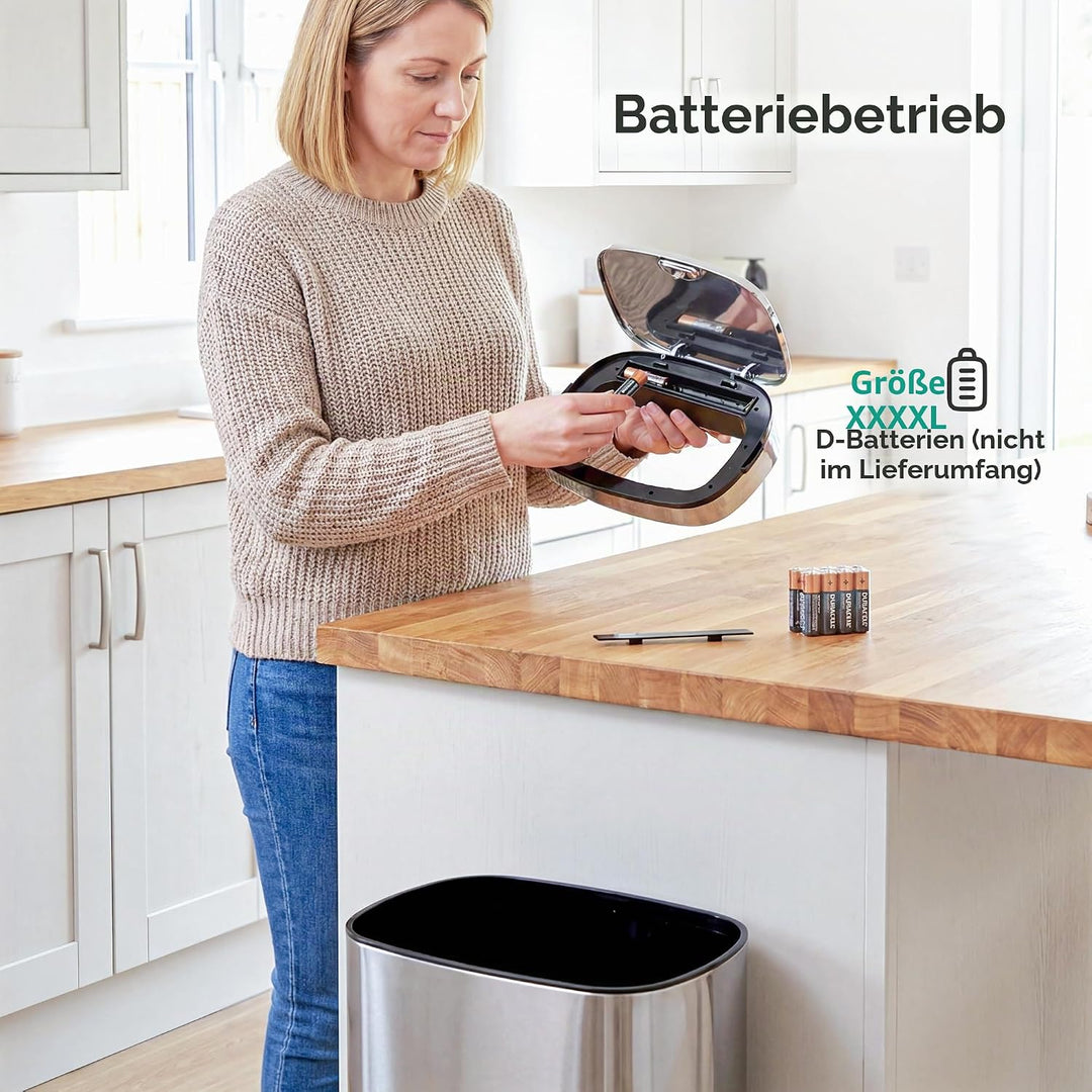 HOMCOM Mülleimer Automatik mit Sensor Abfalleimer Küche Edelstahl Silber (68L), 68L
