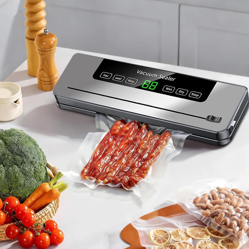 Vakuumiergerät 5 in 1, Vakuumierer für Lebensmittel mit 50 Vakuumierbeutel, All-in-1 Vakuumierer für