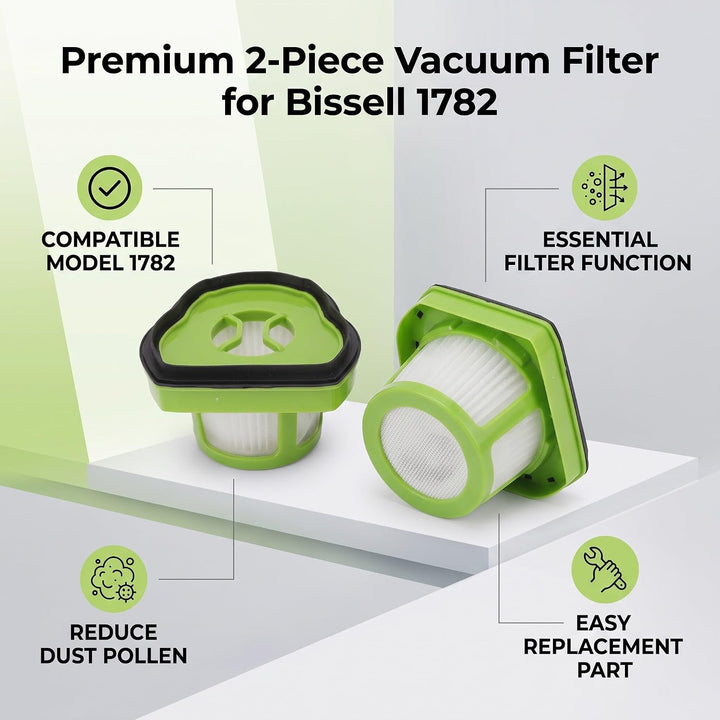 Bissell 1782 Staubsaugerfilter-Ersatz, Set mit 2 Filtern für Saubere Luft, Präzise Passform für Biss