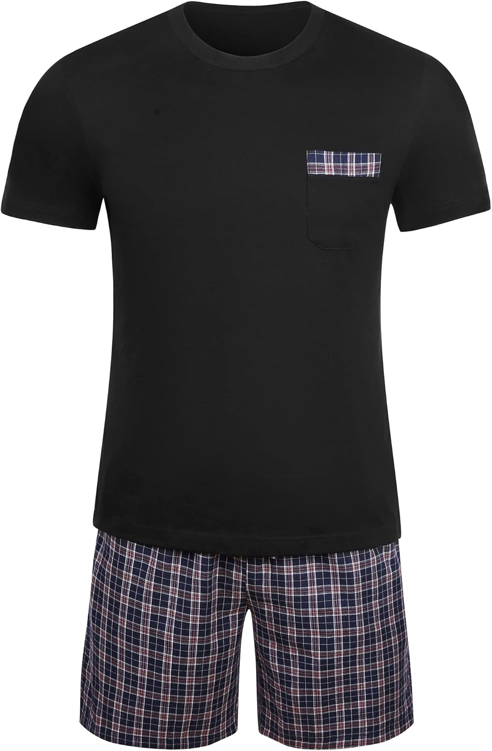 Winovia Schlafanzug Herren Kurz Pyjama 100% Baumwolle Kurzarm Nachtwäsche Nightwear Set mit Rundhals