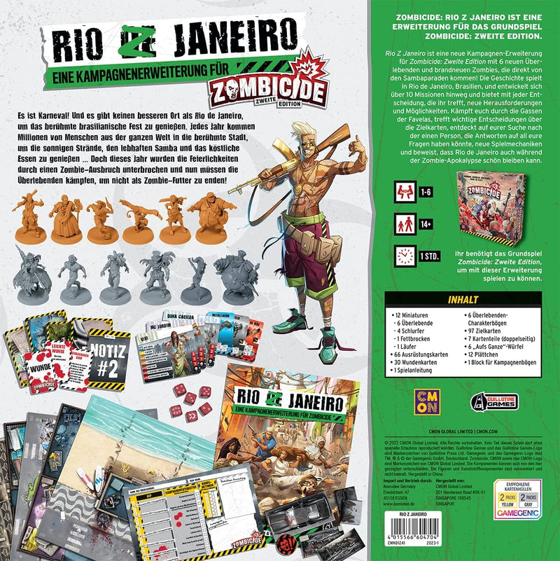 CMON | Zombicide 2. Edition – Rio Z Janeiro | Erweiterung | Kennerspiel | Dungeon Crawler | 1-6 Spie