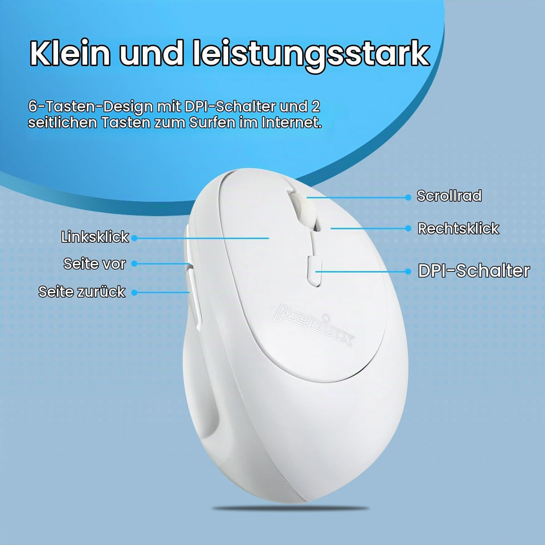 Perixx PERIMICE-719 Ergonomische Maus - Vertikales Design -Extra für kleine Handgrössen und für Unte