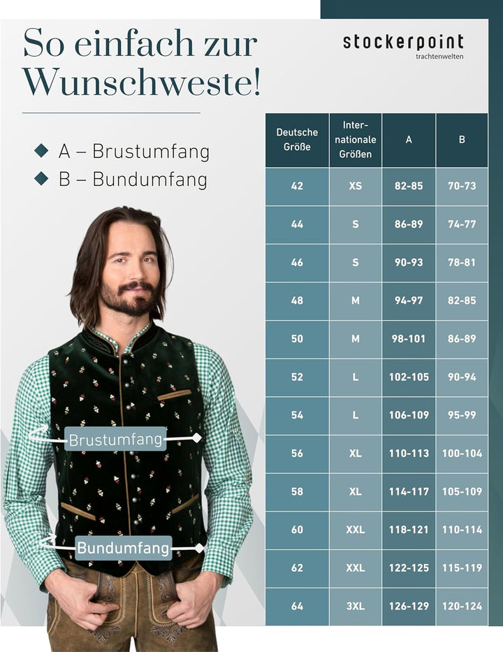 Stockerpoint Herren Trachtenweste Calzado 60 Grün (Tanne), 60 Grün (Tanne)