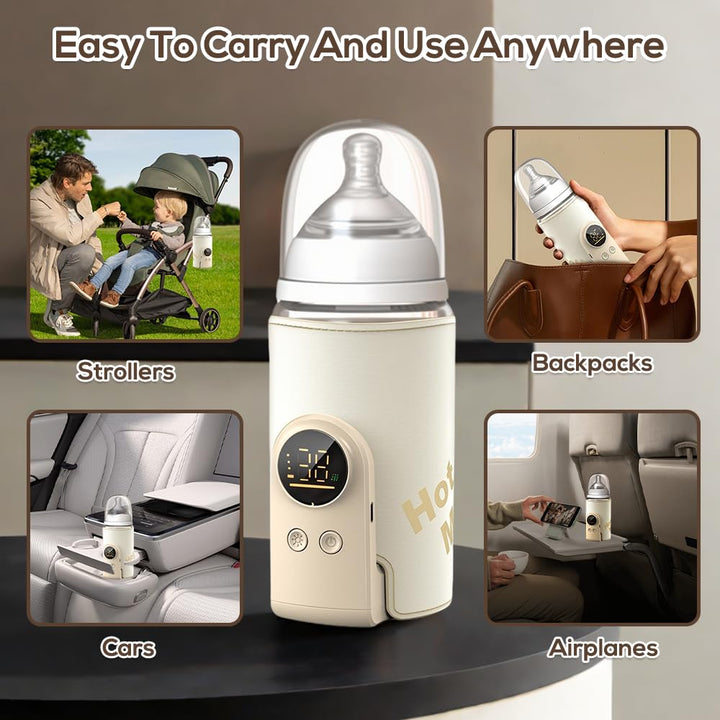 Flaschenwärmer Baby Unterwegs, Tragbarer Baby Flaschenwärmer mit LCD-Display 8000mAh Milchwärmer Bab