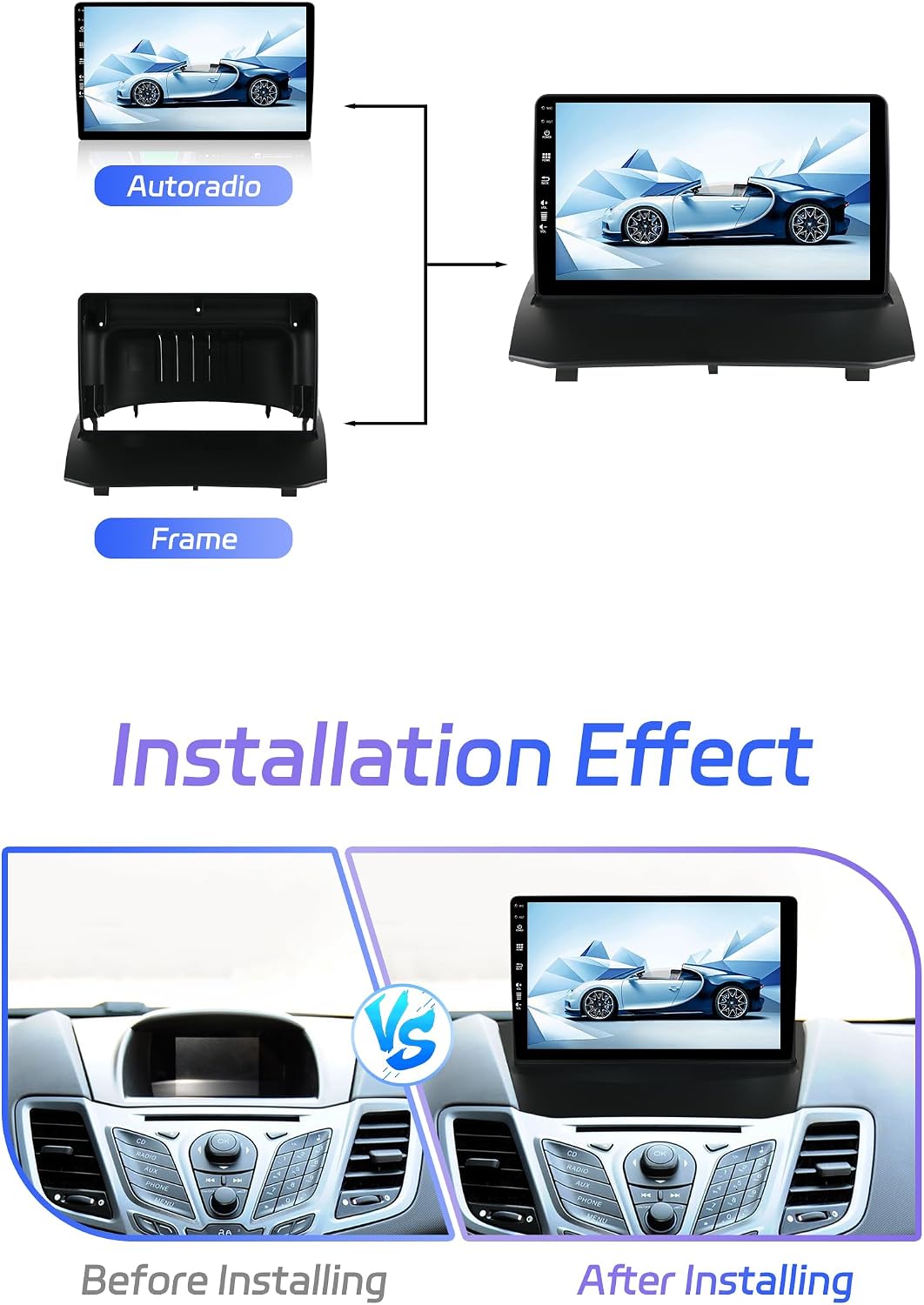 JOYX Android 12 IPS Autoradio Passt für Ford Fiesta (2008-2019) - 4G+64G - Eingebaut DSP/Carplay/And