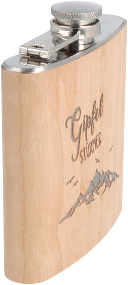 Spruchreif | Flachmann aus Edelstahl mit Gravur | Flachmann aus Holz | Outdoor Geschenk | Geschenkid