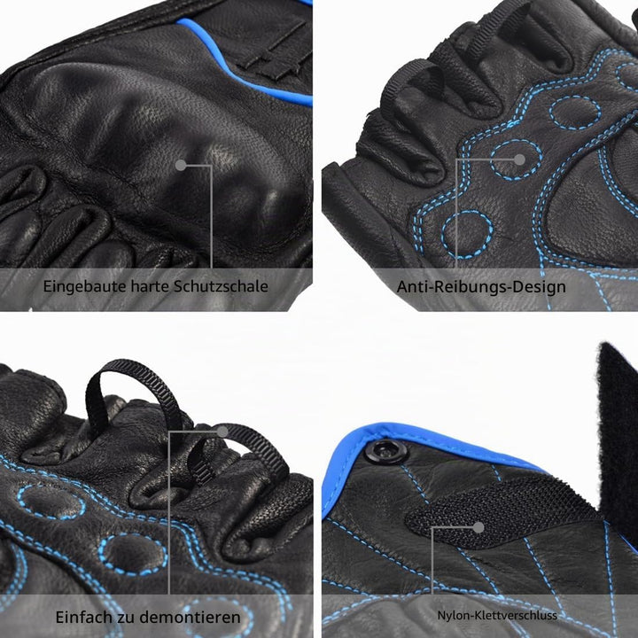 Harssidanzar Herren Vollfinger Ziegenleder Touchscreen Motorrad Fingerlose Handschuhe GM037EU S Schw