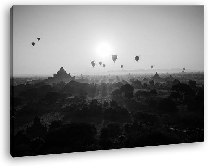 deyoli Heizluftballons fliegen über atemberaubender Landschaft Effekt: Schwarz/Weiss Format: 100x70