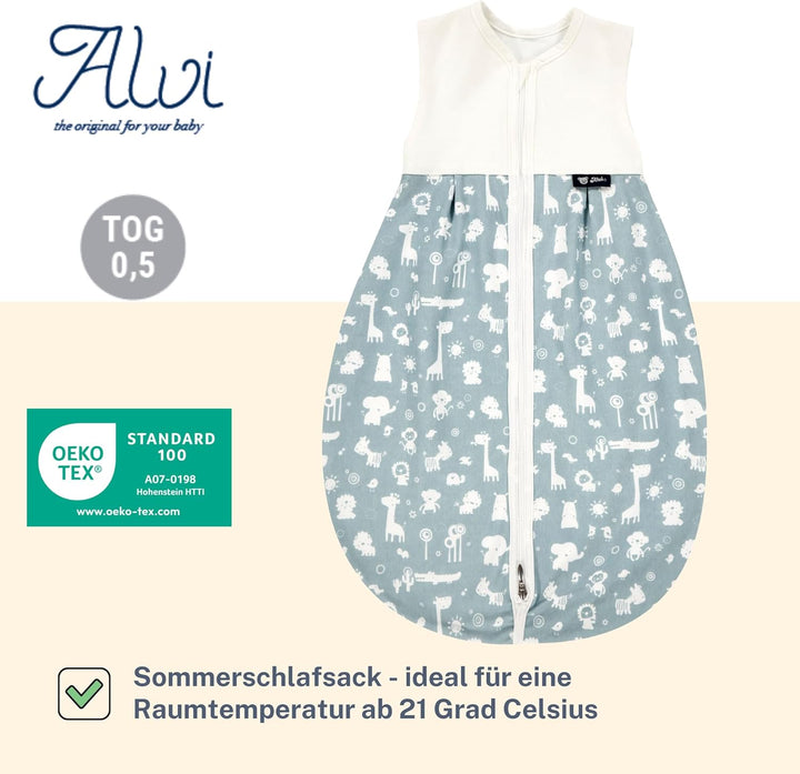 Alvi Schlafsack Baby Mäxchen light I leichter Babyschlafsack ärmellos I Sommerschlafsack Jungen und
