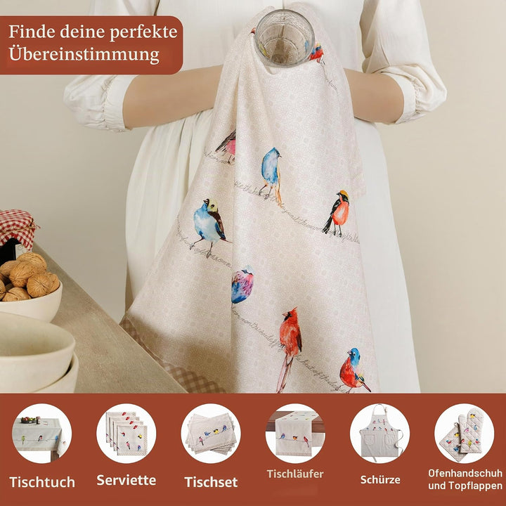 Maison d' Hermine Birdies On Wire 100% Baumwolle 2er-Set Küchentücher 50 cm x 70 cm Multicolor 3er-S
