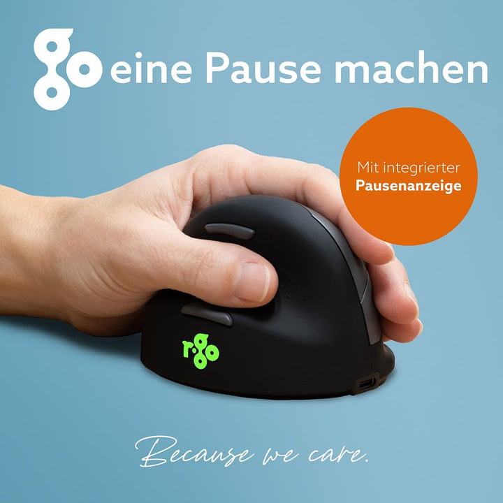 R-Go Tools HE Maus, Ergonomische Design, Vertikale Maus für Linkshänder, Gross (Handlänge über 185mm