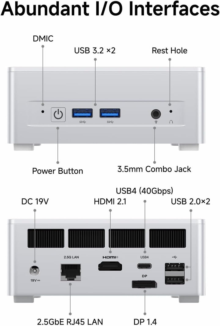 MINIS FORUM M1 Lite Mini PC, Intel Core Ultra 5 125U (12C/14T bis 4,3 GHz), 16 GB DDR5, 512 GB SSD,