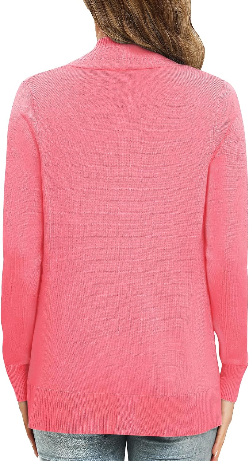 Damen Lange Ärmel Gestrickt Strickjacke Leicht Gemütlich Offene Vorderseite Lange Freizeitjacke mit