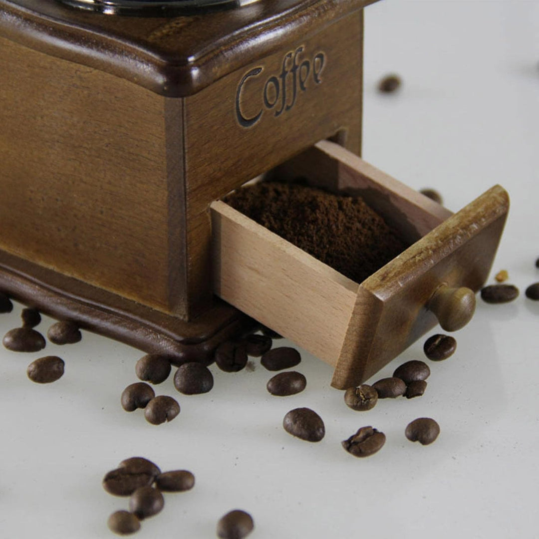 WEITING Manuelle Kaffeemühle – Manuelle Kaffeemühle aus Holz, Vintage, Antik-Keramik, Handkurbel, Ka