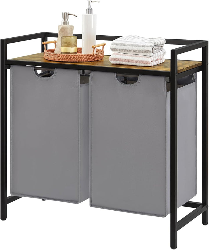 Lifewit Wäschekorb 2 Fächer, 95L/47,5x2L Wäschesammler mit Ablage, Laundry Baskets mit herausziehbar