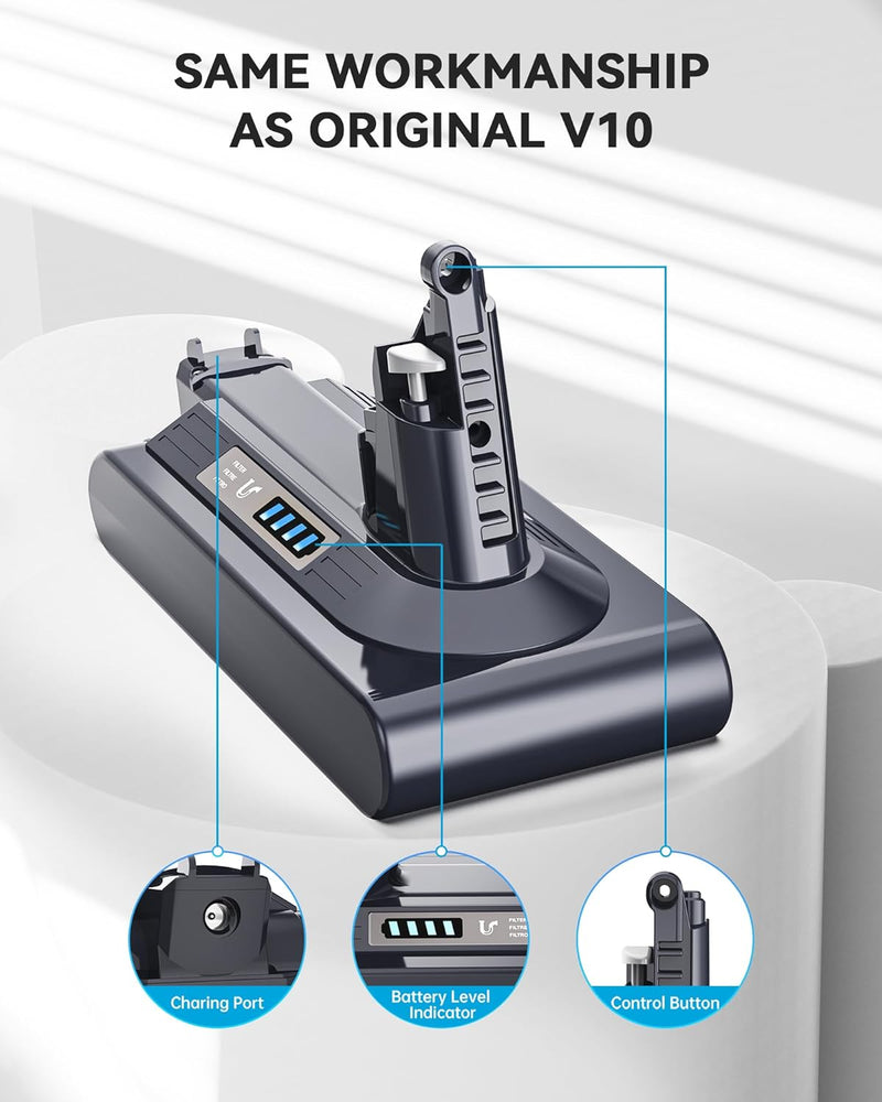 Morpilot 6500mAh Akku für Dyson V10 SV12 für Dyson V10 Absolute Animal Motorhead Fluffy Extra Cyclon
