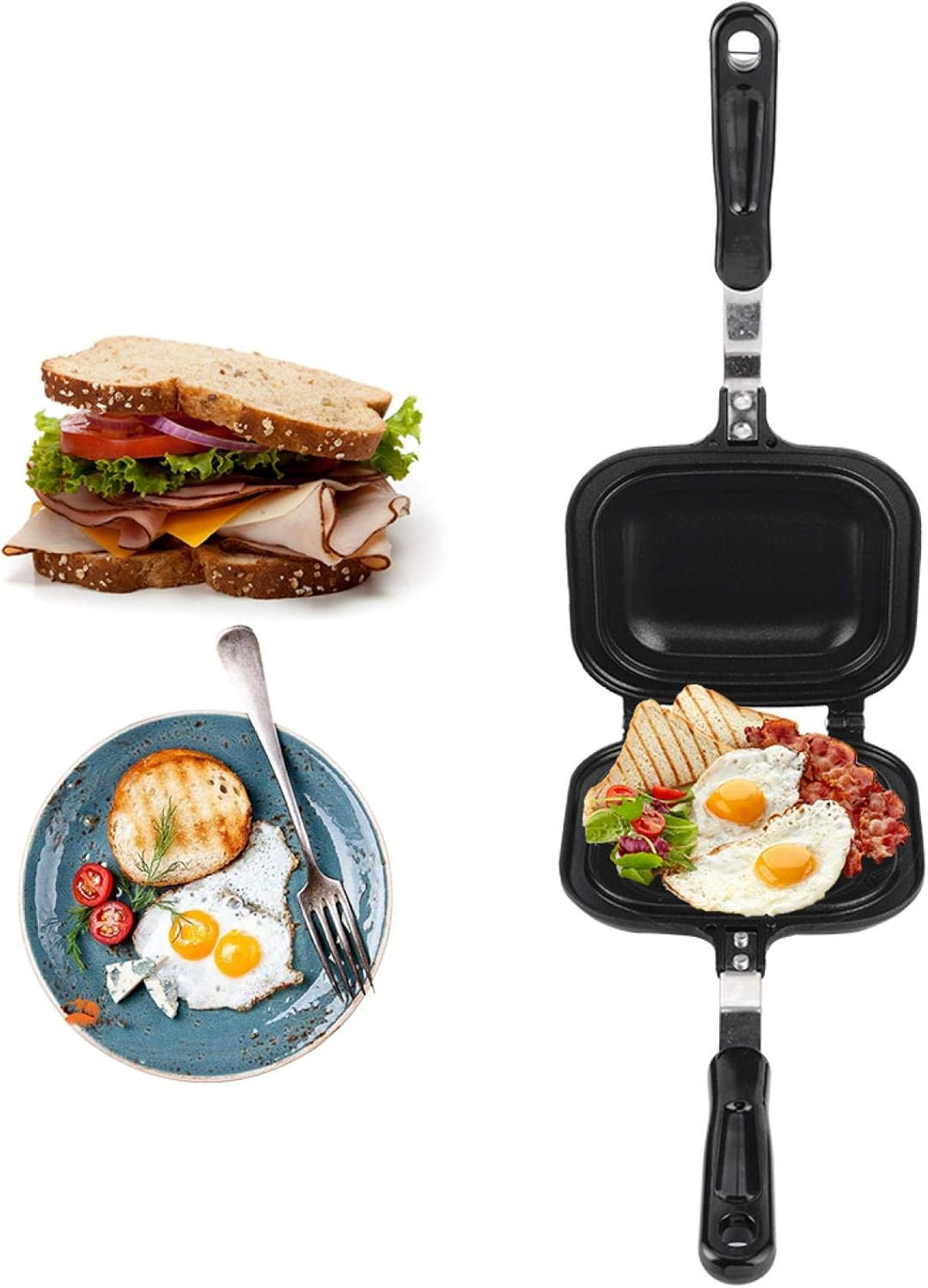Sandwichmaker, Grillpresse, doppelseitiges, langlebiges Aluminium-Multifunktionsgerät zum Braten von