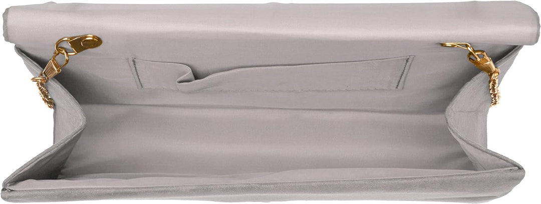 SwankySwans Oscar Envelope Suede Velvet Party Prom Clutch Bag Tasche Grau (Grey 03), Grau (Grey 03)