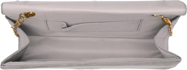 SwankySwans Oscar Envelope Suede Velvet Party Prom Clutch Bag Tasche Grau (Grey 03), Grau (Grey 03)